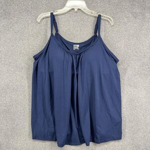32 Degrees Cool Tank Top Womens 2XL Inky Indigo Built-In‎ Bra Adjustable Straps
